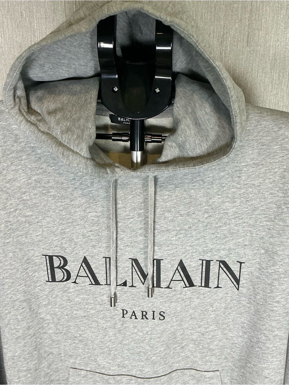 Balmain Paris Men's Grey Logo Hoodie Size 2XL - Picture 8 of 16